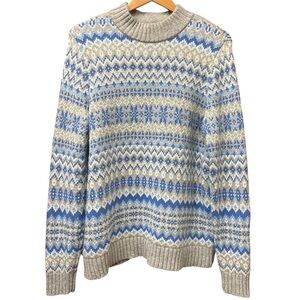Lands' End Fair Isle Sweater with wide mock neck, size large